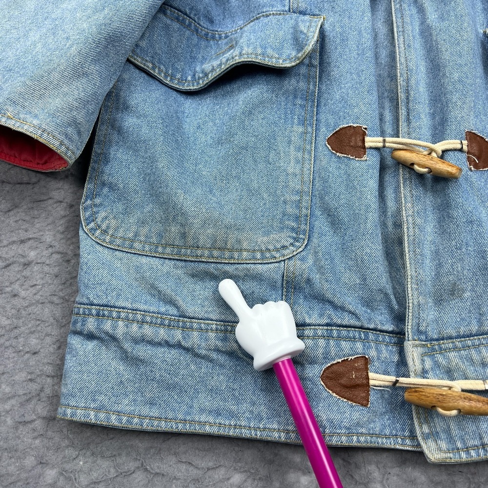 Vintage Denim Jacket Women's Small Blue Toggle Clasp Closure Retro Lined Coat‎ - Picture 2 of 14